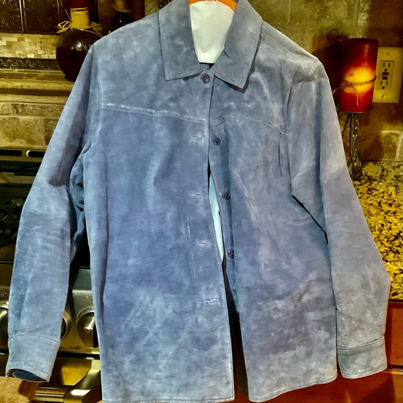 JPR OUTFIT, 100% leather suede, blue/grey, shirt or jacket sz S - Picture 4 of 4